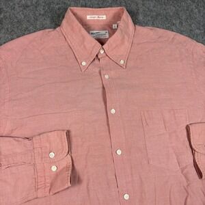 Gant Selvage Madras Button Down Shirt Men's Large Pink Salmon Long Sleeve